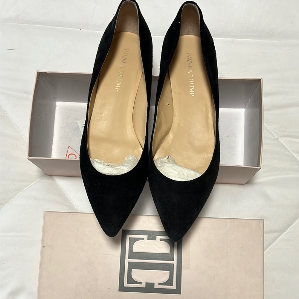Ivanka Trump Black Suede Flats - Classic Design Size 9.5